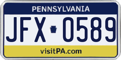 PA license plate JFX0589