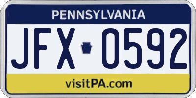 PA license plate JFX0592