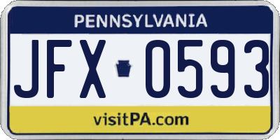 PA license plate JFX0593
