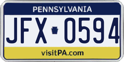 PA license plate JFX0594