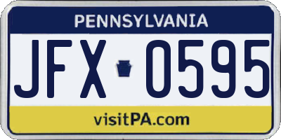 PA license plate JFX0595