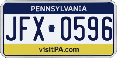 PA license plate JFX0596