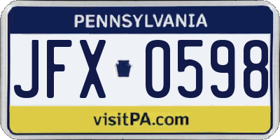 PA license plate JFX0598