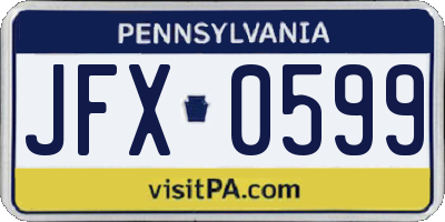 PA license plate JFX0599