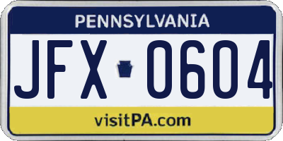 PA license plate JFX0604
