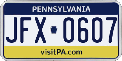 PA license plate JFX0607