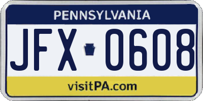 PA license plate JFX0608