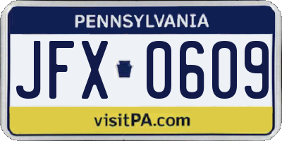 PA license plate JFX0609