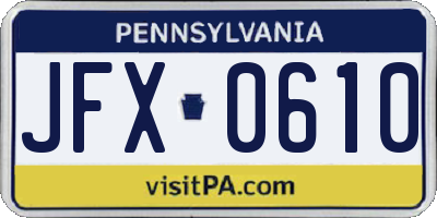 PA license plate JFX0610