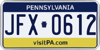 PA license plate JFX0612