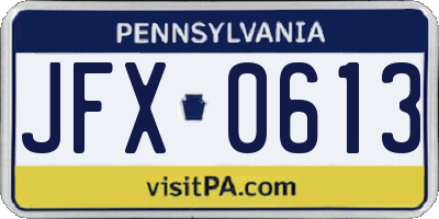 PA license plate JFX0613