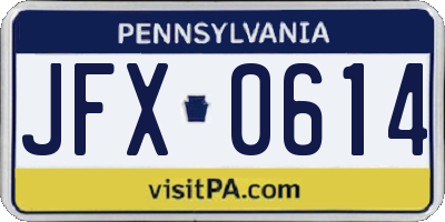 PA license plate JFX0614