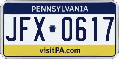 PA license plate JFX0617