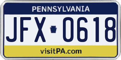 PA license plate JFX0618