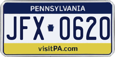 PA license plate JFX0620