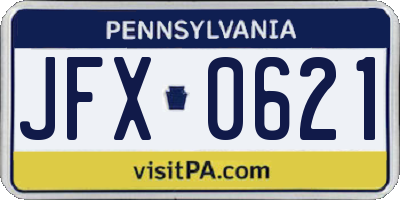 PA license plate JFX0621