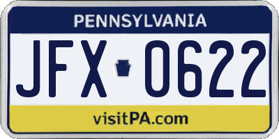 PA license plate JFX0622
