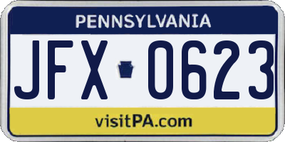 PA license plate JFX0623