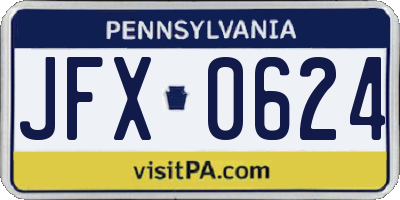 PA license plate JFX0624