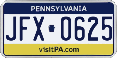 PA license plate JFX0625