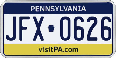PA license plate JFX0626