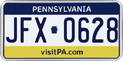 PA license plate JFX0628