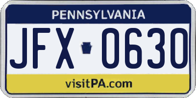 PA license plate JFX0630