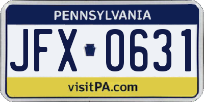 PA license plate JFX0631