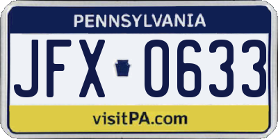 PA license plate JFX0633
