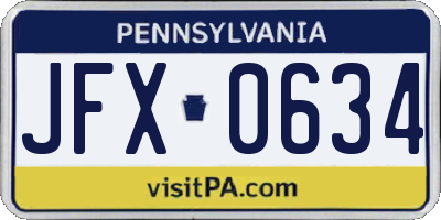 PA license plate JFX0634