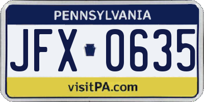 PA license plate JFX0635