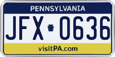 PA license plate JFX0636