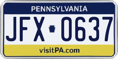 PA license plate JFX0637