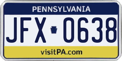 PA license plate JFX0638