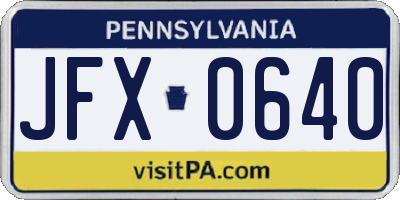 PA license plate JFX0640
