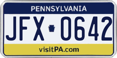 PA license plate JFX0642