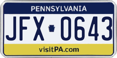PA license plate JFX0643