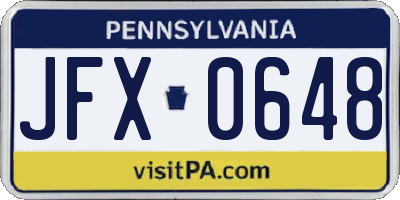 PA license plate JFX0648