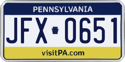 PA license plate JFX0651