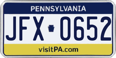 PA license plate JFX0652