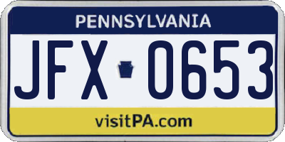 PA license plate JFX0653