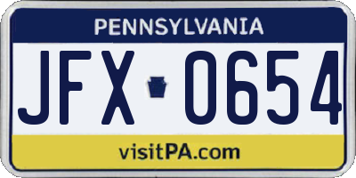 PA license plate JFX0654
