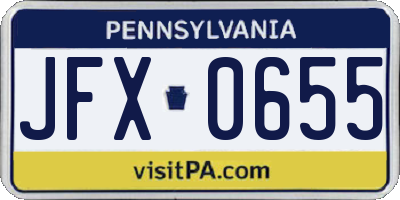 PA license plate JFX0655
