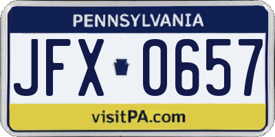 PA license plate JFX0657