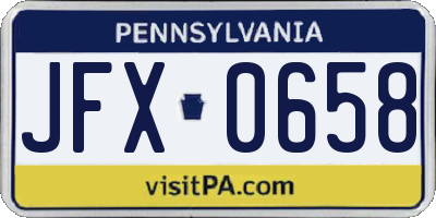 PA license plate JFX0658