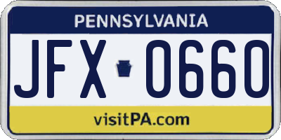 PA license plate JFX0660