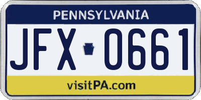PA license plate JFX0661