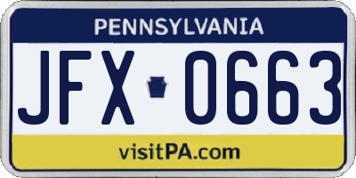 PA license plate JFX0663