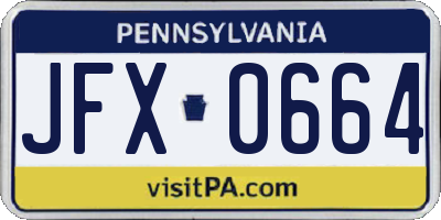 PA license plate JFX0664