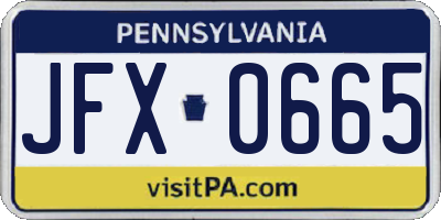 PA license plate JFX0665
